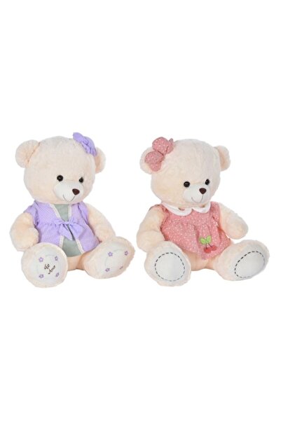 DKD Home Decor 2x Rochie ursuleț de pluș bej roz liliac poliester