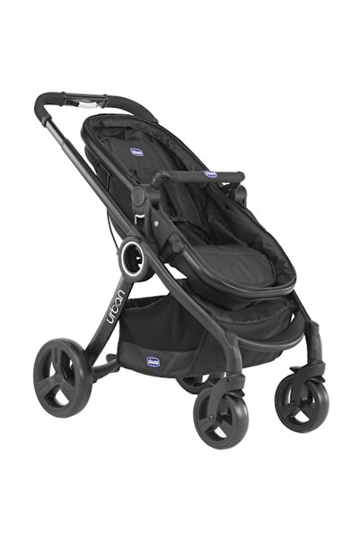 Chicco Urban Plus baby stroller, black, with canopy and footmuff, compact, foldable