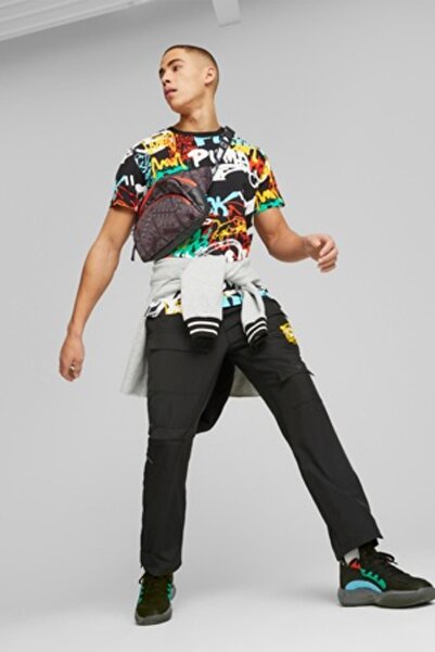 Puma Tricou cu guler rotund și model, multicolor, S