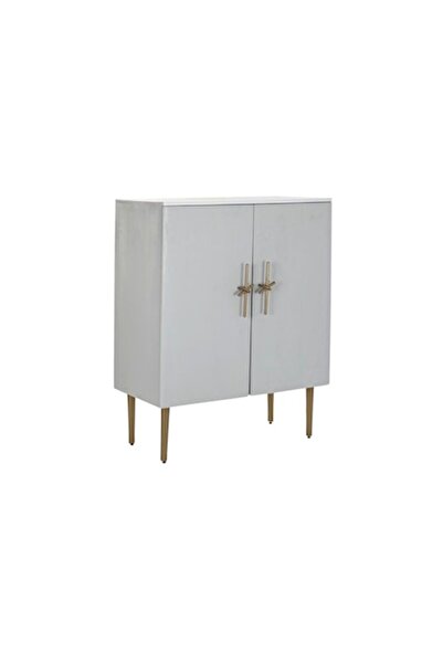 DKD Home Decor Dulap lateral BAR, fier auriu/alb și lemn de mango, 85 x 45 x ...