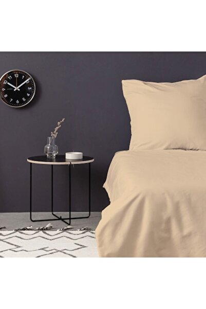 COLOUR COTTON Set husă pilotă cu 2 fețe de pernă, satin, bej, 240x220/60x60 cm