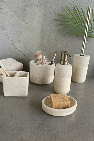 ozbience Modern 5 Parça Banyo Seti Bej Renkli, Şık ve Kullanışlı Tasarım