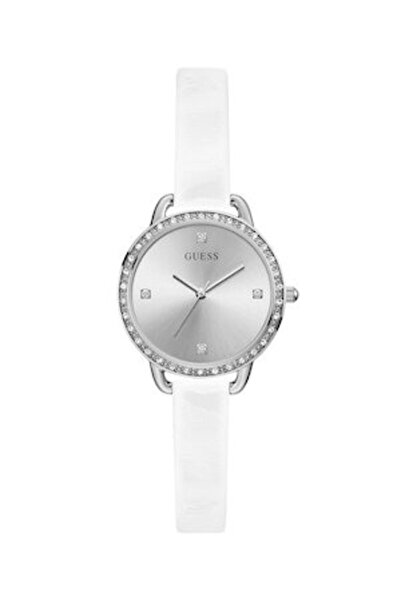 Guess Quartz watch decorated with crystals, White/Silver