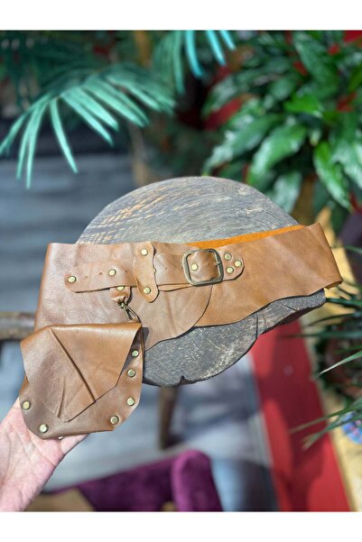 Yılday Gür Butik Blair Cepli Hakiki Deri Bohem El Yapımı Bel Kemeri – Taba & Krem