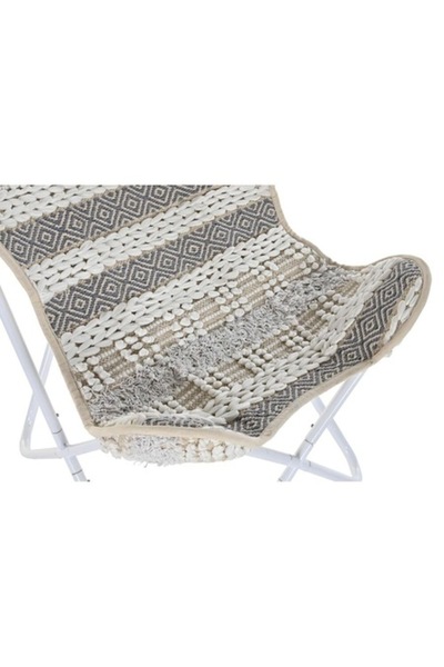 DKD Home Decor Scaun de grădină, DKD Home Decor, Fier/Bumbac, Alb/Bej