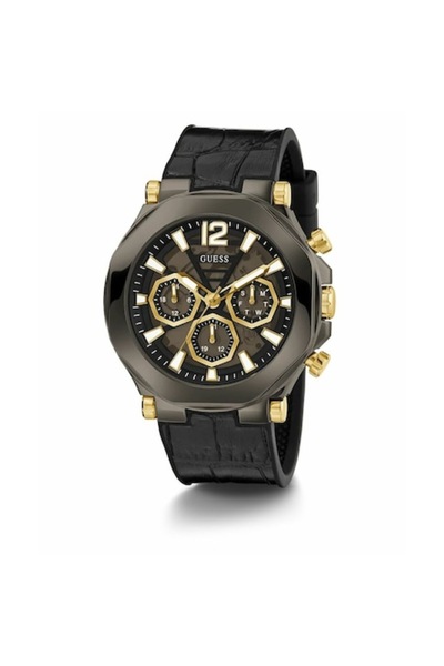 Guess Ceas bărbătesc, GW0492G1, Cuarț, Silicon, 46 mm, Negru / Gri