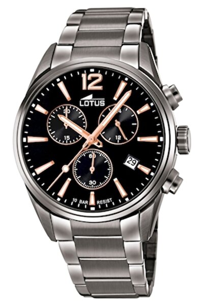 Lotus Ceas analogic 18682/2 cronograf 36 mm argintiu/negru