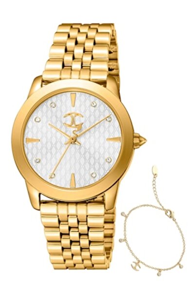 Just Cavalli Stainless Steel Watch and Bracelet Set with Crystals, Gold