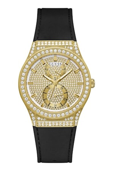 Guess - Stainless Steel Watch with Silicone Strap, Silver/Gold/Black