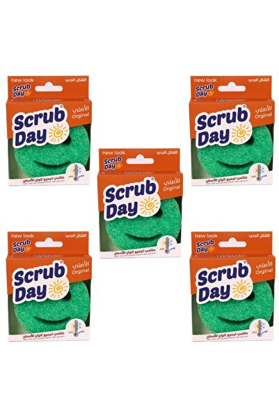 Scrub Day الإسفنجة الأصلية الذكية 5 قطع أخضر- تتكيف مع حرارة الماء لتنظيف سهل...