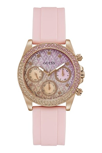 Guess - Analog watch decorated with crystals, Rose gold, Pastel pink