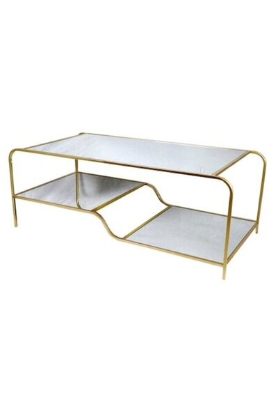 DKD Home Decor Coffee table Glamour, metal, mirror, gold, 120x60x45 cm