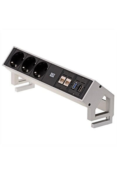 Bachmann Prelungitor DESK 2, 3 prize, 2xCAT6, 1xHDMI, 1xUSB 3.0, 282 mm, negr...
