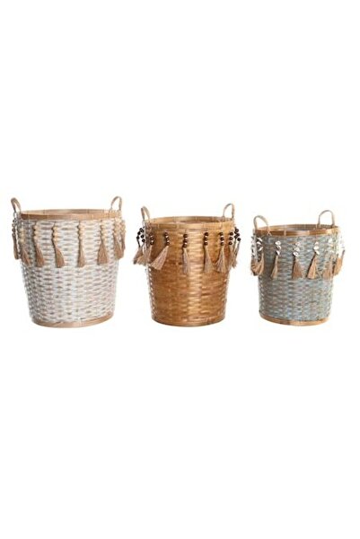 DKD Home Decor Boho 3-piece Storage Baskets, Multicolor, 49x45x54 cm