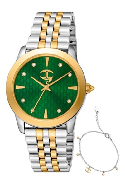 Just Cavalli - Watch and Bracelet Set Decorated with Crystals, Silver and Gold