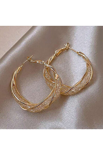 Choice AEH70256 أقراط دائرية ذهبية اللون متشابكة رائعة مع أقراط شبكية معقدة أ...