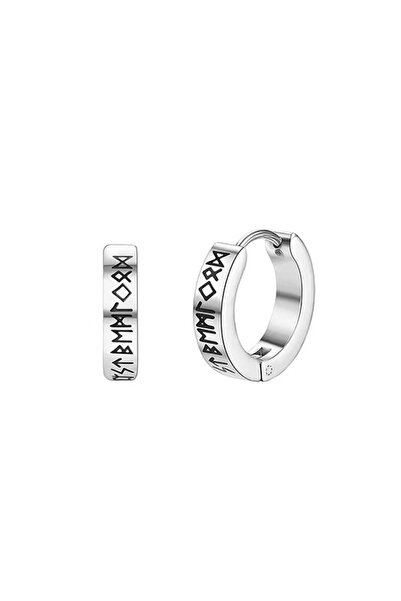 Choice Steel 1Pair 12mm Norse Runes Viking Hoop Earrings For Men Woman Punk 3...