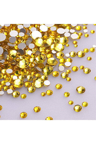 Choice Citrine 1440Pcs Mix Size Round Glass Flatback Rhinestone Glitter Yello...
