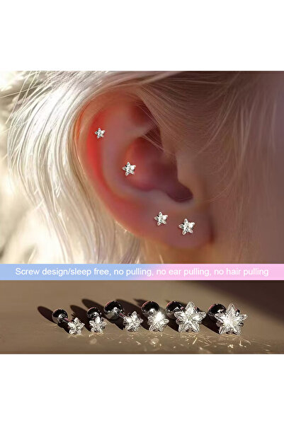 Choice أقراط نسائية من الفولاذ المقاوم للصدأ 316L فضية اللون مقاس 3 مم على شك...