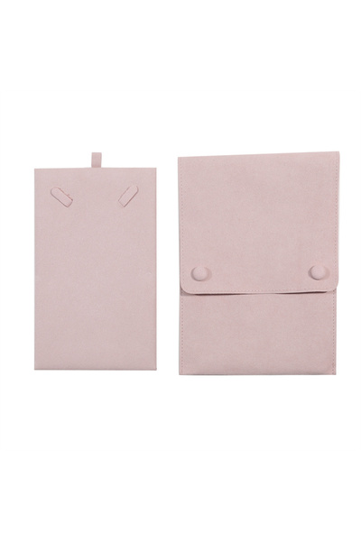 Choice حقيبة تنظيم المجوهرات من المخمل الوردي مع بطاقة لتخزين أساور اللؤلؤ وه...