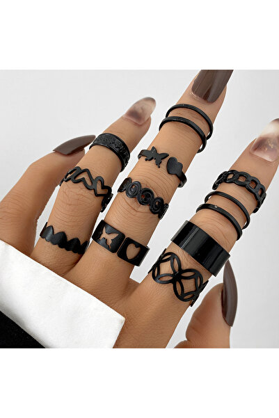 Choice CS5624401 مجموعة من 11 خواتم على شكل قلب مجوف على شكل فراشة للنساء، مع...