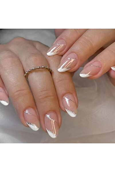 Choice 24 قطعة أظافر فرنسية طويلة بلون أخضر بسيط متناسق مع لون واحد من الجل ومبرد أظافر واحد