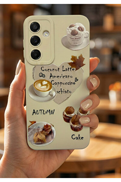 Rivor حافظة لهاتف سامسونج جالاكسي A35 مع حماية للكاميرا، لون بيج، نمط القهوة ...