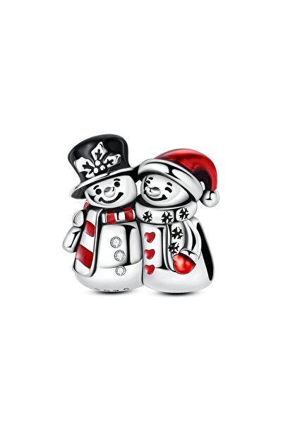 Choice29 KTC1797 925 Silver Charms Golden Santa Claus Gingerbread Pendant Bea...