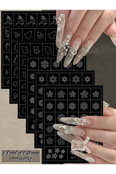 Choice مجموعة 3 (6 أوراق) ملصقات أظافر لعيد الميلاد، 3/6/12 ورقة، بتصميمات ثل...