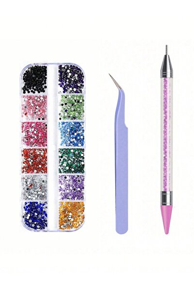 Choice أحجار الراين الأكريليكية المسطحة متعددة الأحجام من Purple2 Nail Art، ز...