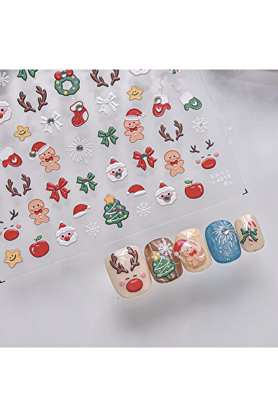 Choice 1 قطعة ملصقات أظافر عيد الميلاد الفاخرة كريستال الماس الكرتون الدب شجرة الظهر الغراء ملصق فن الأظافر...