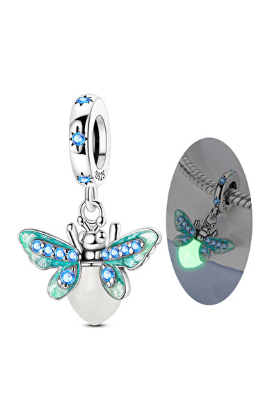 Choice KTC1729 925 فضة استرلينية خرز قلادة يراعة فراشة مضيئة سحر يناسب سوار ا...