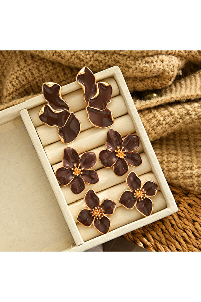 Choice AYABrown 6 قطع/مجموعة أقراط مرصعة بزيت المينا للنساء بتصميم عتيق رائع ...