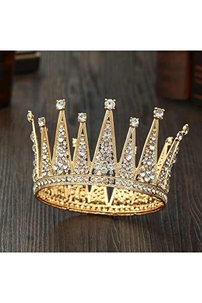 Choice تاج دائري من أحجار الراين الذهبية، تاج شعر، مجوهرات شعر الزفاف، إكسسوا...