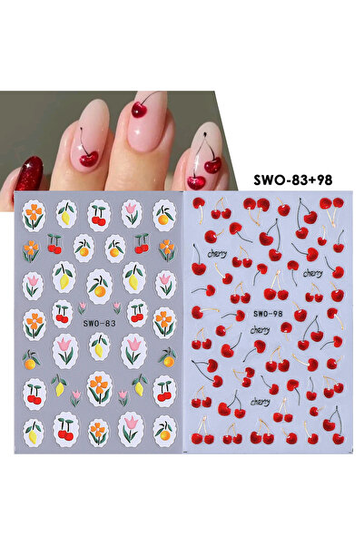 Choice ملصقات أظافر SWO-83 SWO-98، قطعتان من ملصقات فن الأظافر بتصميم زهرة بس...