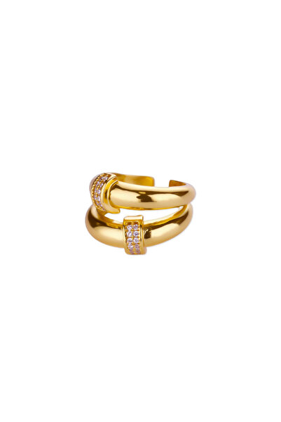 Choice خواتم JZ7524G زركون على شكل نجمة قابلة للتغيير الحجم للنساء باللون الذ...