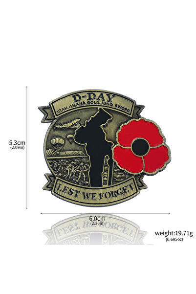 Choice X00526 D-DAY 80th Anniversary Commemorative Pins Brooch Poppy Lest We ...