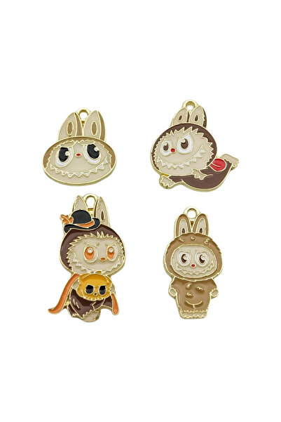 Miniso 4 قطع إكسسوارات 4 قطع سلاسل كرتونية على شكل وحش مطلية بالمينا من سبيكة...