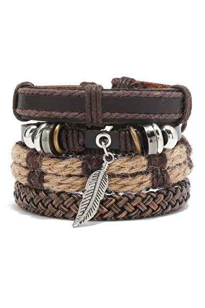 Choice 2 4 قطعة / المجموعة مضفر التفاف أساور جلدية للرجال خمر شجرة الحياة الد...