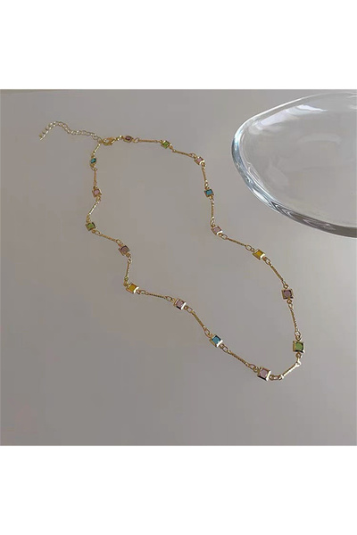 Choice قلادة كلاسيكية من الزركون الملون بأحجار كريمة من الكريستال بألوان قوس ...