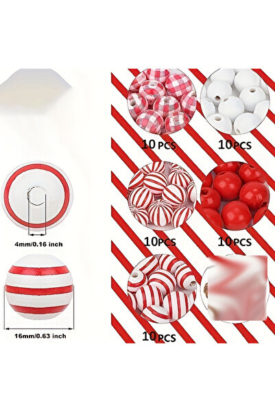 Choice 100 قطعة من خرز عيد الميلاد الخشبي، كمية عشوائية، خرز عيد الميلاد الخش...