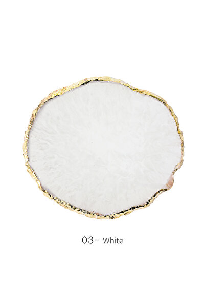 Choice A0084- أبيض، رف عرض قطعة واحدة، حجر راتنج دائري، فن الأظافر، عقيق، أطر...