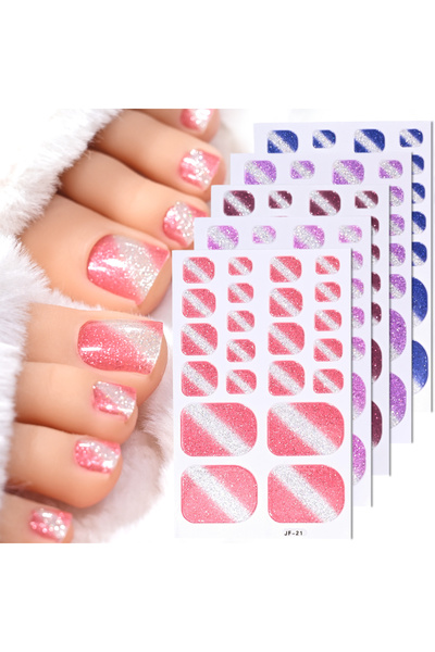 Choice ملصقات أظافر صيفية لامعة بغطاء كامل من S4، 5 أوراق/110 أطراف، أغطية أظ...