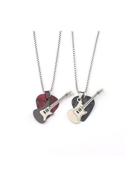 Miniso 2pcs Fashion Hip-Hop Guitar Pick Pendant Necklace For Women Men Punk Titanium Steel Guitar Chain Tre