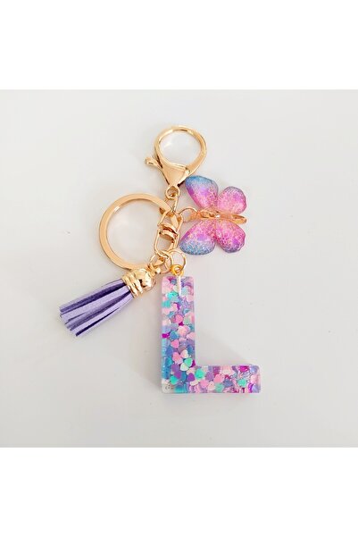 Choice سلسلة مفاتيح على شكل حرف L مع هامش على شكل فراشة، سلسلة مفاتيح على شكل...