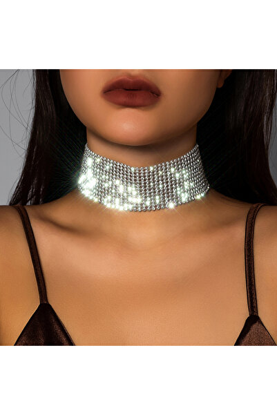 Choice 4CM Wide Ingemark Sparkling Silver Color Crystal Collar Choker Necklac...