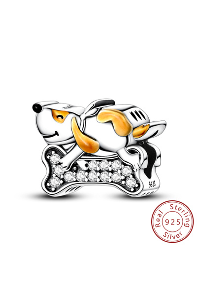 Choice KTC1809 925 فضة استرلينية خرز سحر أرنب روبوت حب جرو كلب سحر يناسب سوار...