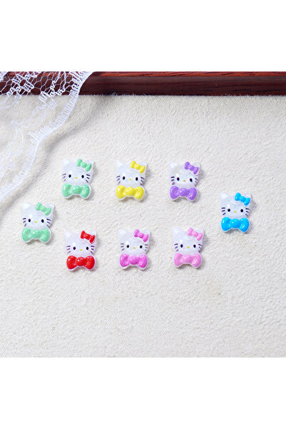 Miniso مزيج - ١٠٠ قطعة ١٠٠ قطعة/الحزمة من زينة أظافر هالو كيتي اليابانية - فن أظافر من الراتنج وأحجار الراين، زينة لطيفة بالضغط على الأظافر