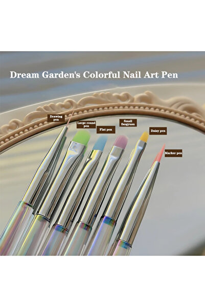 Choice 6 قطع من أقلام فن تصميم الأظافر أورورا فرشاة شفافة فرشاة رسم جل الأشعة...