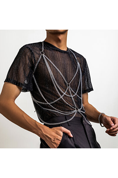 Choice قلادة فضية اللون من إنجيمارك روك، متعددة الطبقات، مزينة بشرابات معدنية...